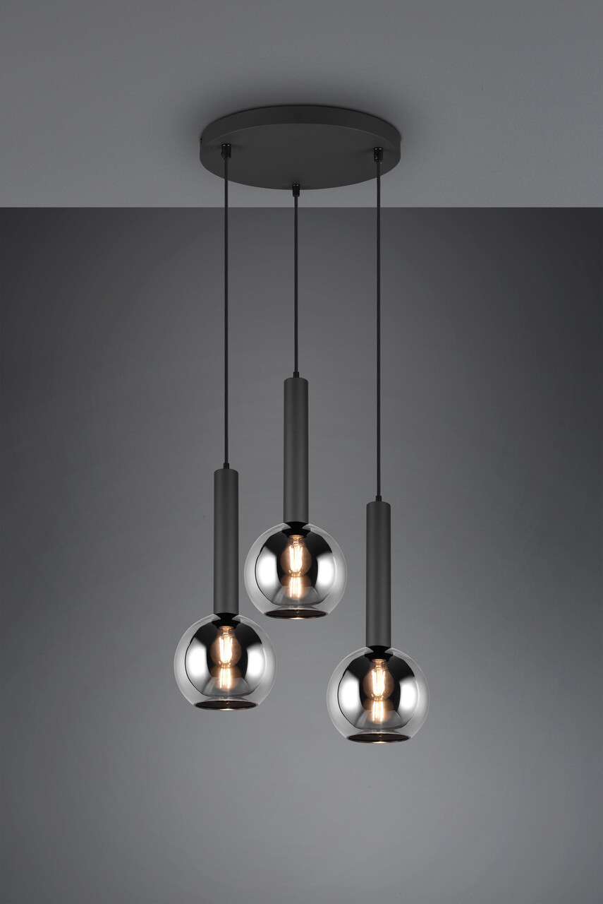 Lustra Clayton, TRIO, 45x150 cm, 28W, 3x E27, metal, negru mat - imagine 7